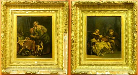 Pair of 19th C oil on board European 120a81