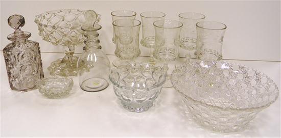Colorless pressed glass including two