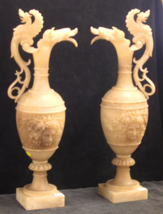 Pair of translucent carved alabaster