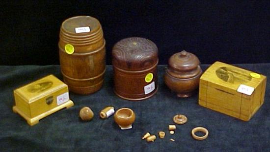 Treenware including: barrel; Mauchineware