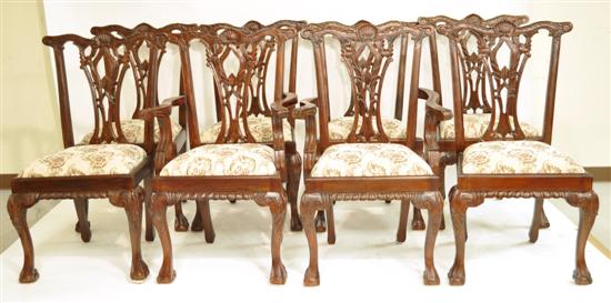 Set of eight 20th C Chippendale 120aed