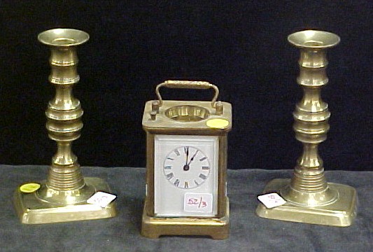 Pair of 19th C. brass push up candlesticks