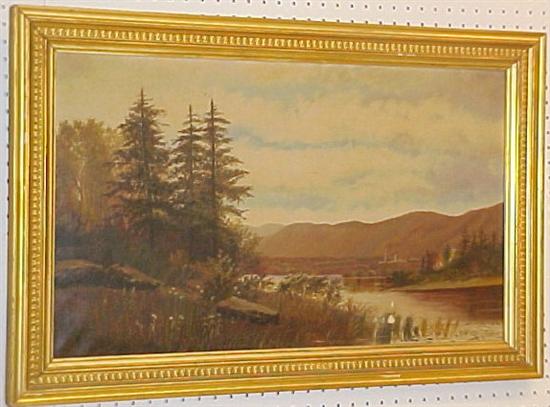 Unsigned oil on canvas  landscape  framed