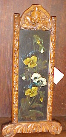 Painting on wood panel of Pansies