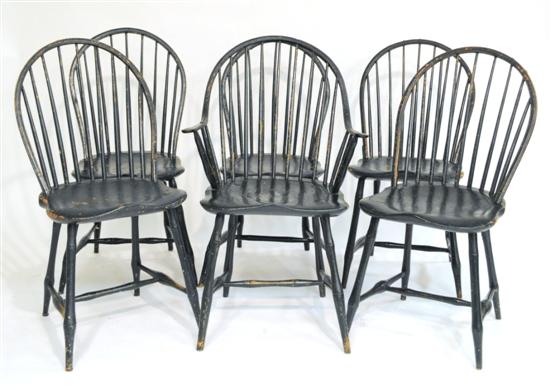 Set of six early 19th C painted 120b39