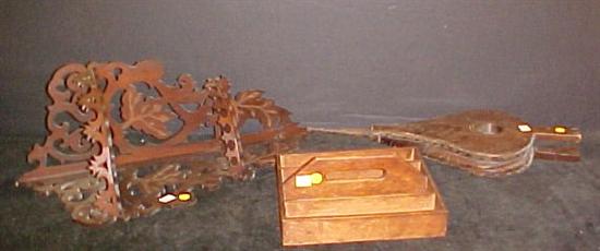 Victorian hanging corner shelf; a pair