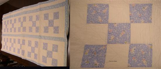 Blue and white patchwork cotton