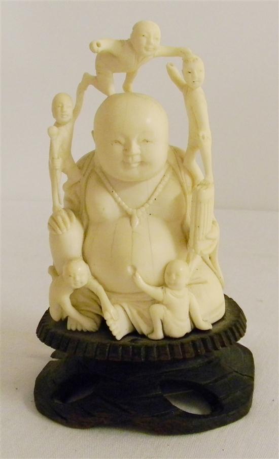 Budda carving with children mounted 120bc0