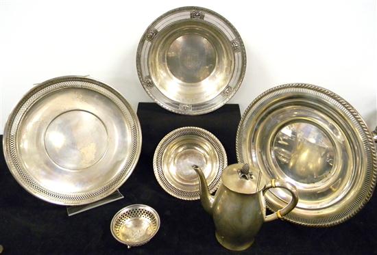 STERLING: two plates; three assorted