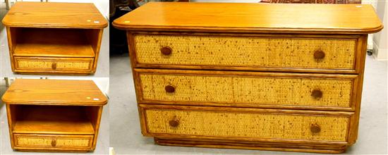 Maugrion rattan three drawer chest