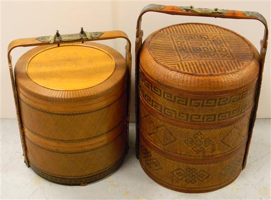 Two Asian stacking bridal baskets