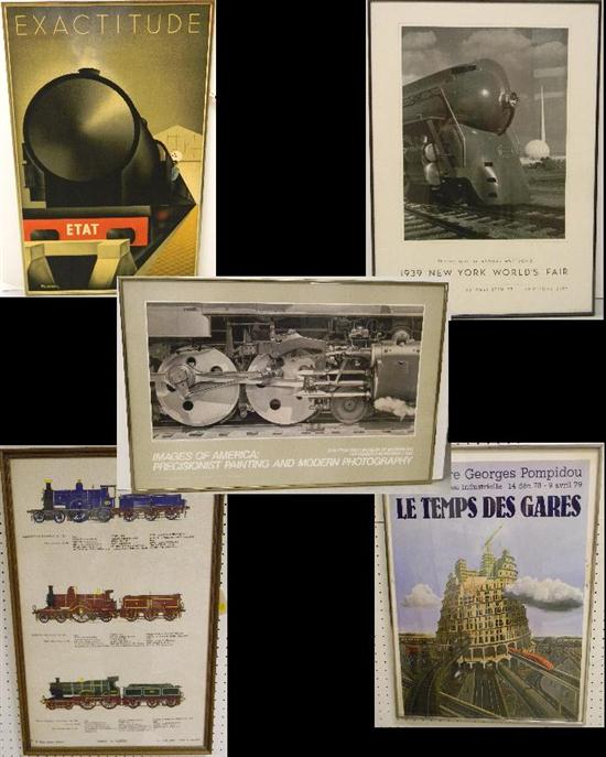 Four framed railroad related posters