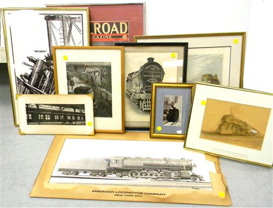 Framed railroad photos and prints