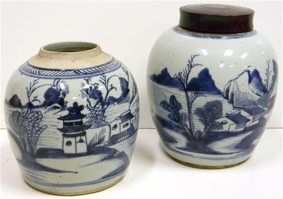 Two Chinese Canton blue and white