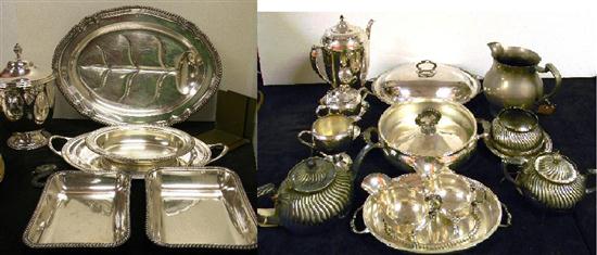 Silverplate: two rectangular dishes;