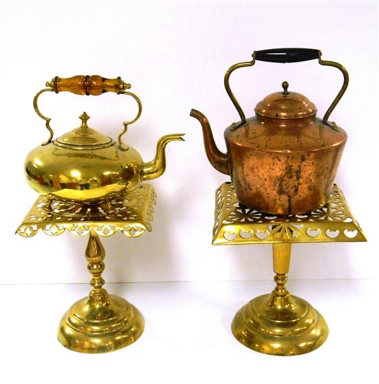 Brass teapot with amber glass handle