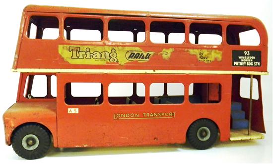 Probable Minic 60M red metal double decker 120d23