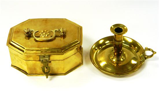 Brass candleholder with push cup chamber