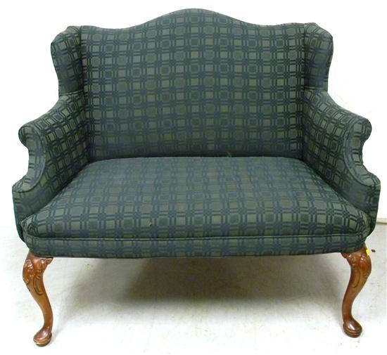 Wingback settee checkered green 120d83