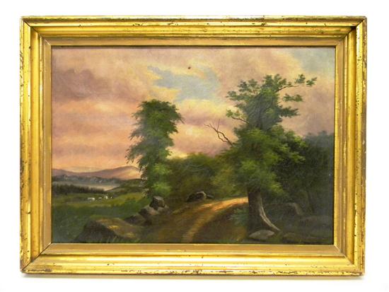 Unsigned oil on canvas landscape 120d84