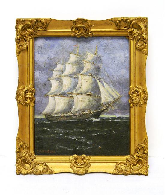 Matthew H oil on board three masted 120d8c