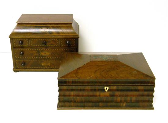 Two mahogany boxes hinged lid 120d9d