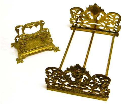 Ornate brass adjustable book rack