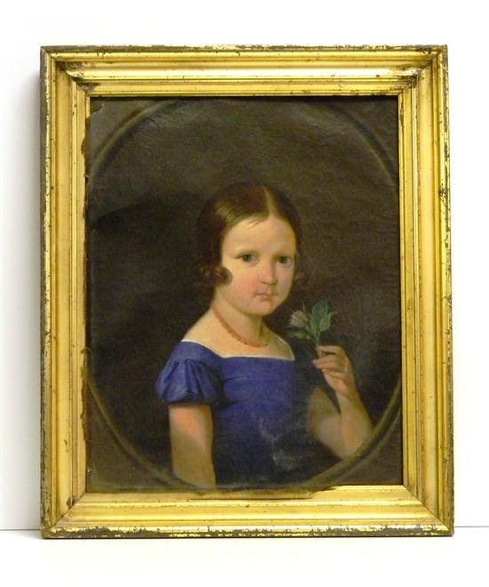 19th C oil on canvas of young 120daf
