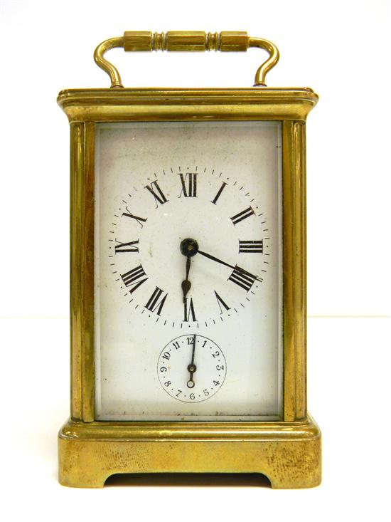 Carriage clock  brass and glass  enamel