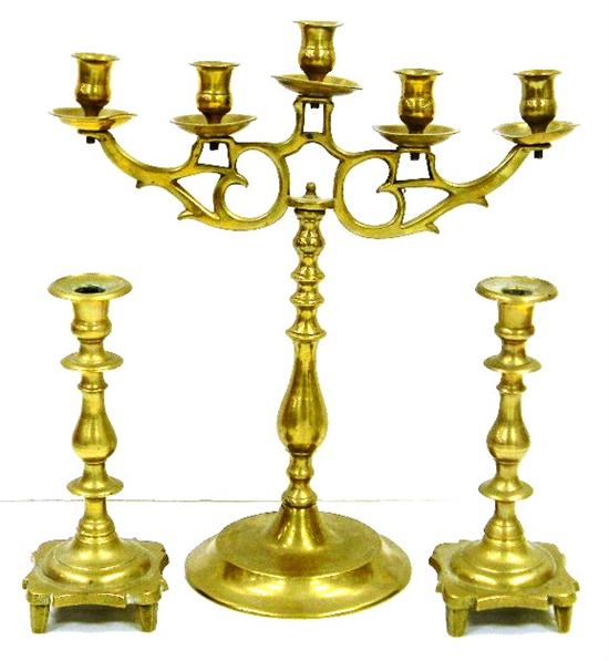 Pair brass candlesticks  9 1/4''