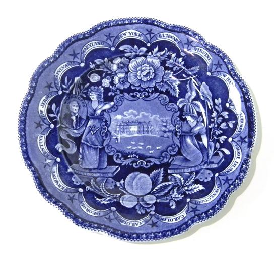 Staffordshire  blue transfer-ware plate: