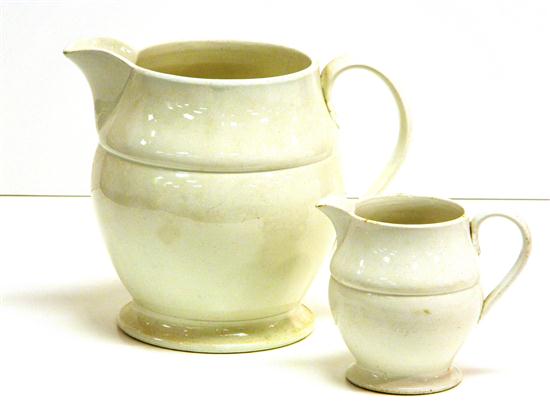 Two matching pearlware pitchers