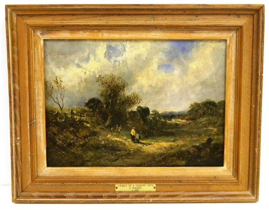 Oil on canvas  landscape with two