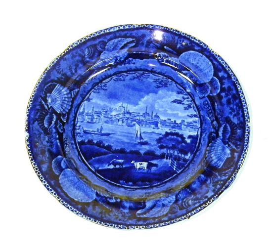 Staffordshire  blue transfer-ware plate