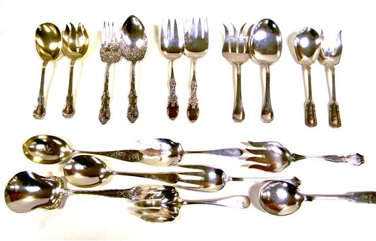 SILVER: nineteen pieces of flatware