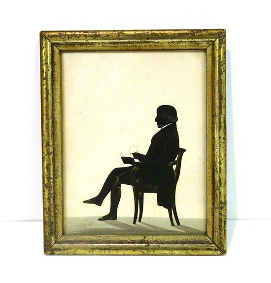 19th C silhouette of seated man 120e46