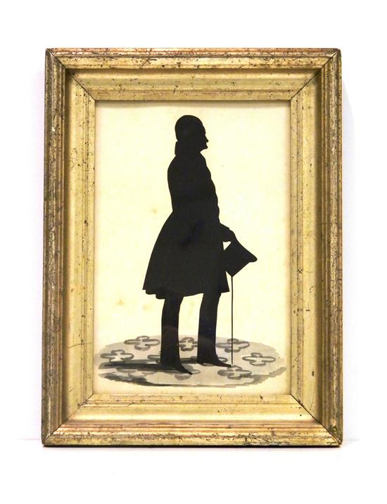 19th C silhouette of man holding 120e47