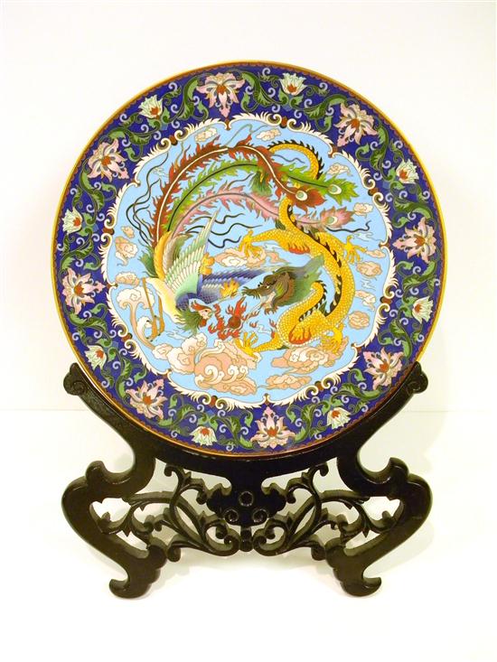 Cloisonn plate with foot ring showing 120e67