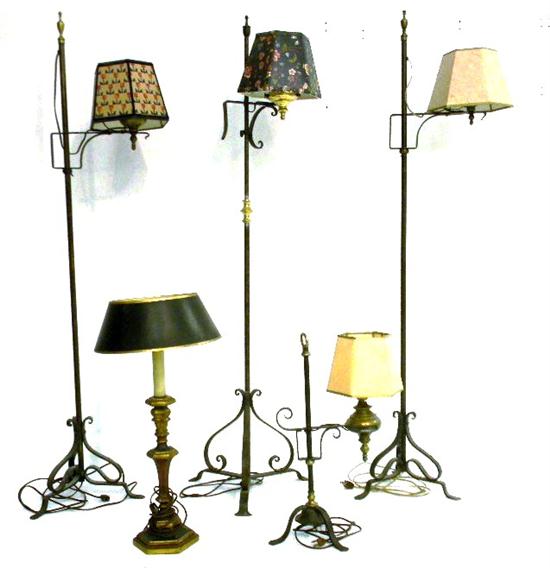 Five Colonial Revival iron lamps 120eb0