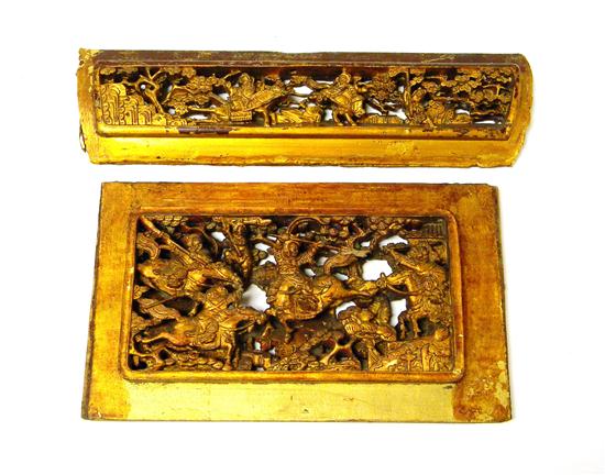 Two Asian carved and lacquered
