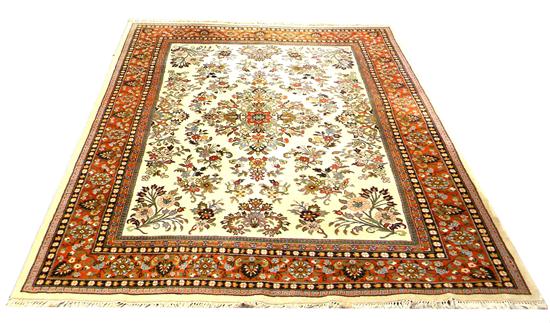 Indo Sarouk rug 8 x 9 9 cream 120f1d