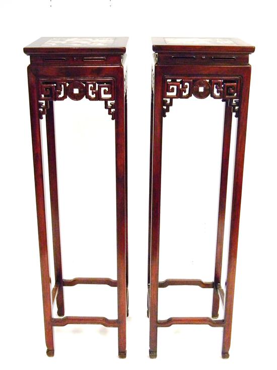 Pair Chinese tall stands inset 120f36