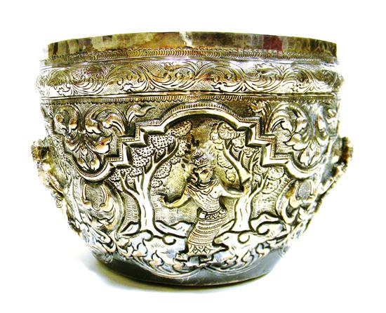 19th C Thai repousse silver bowl 120f50