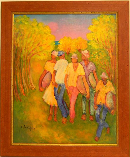 Henry Calixte oil on canvas Walking 120fb2