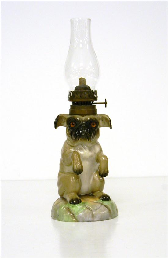 Porcelain figure oil lamp  in the