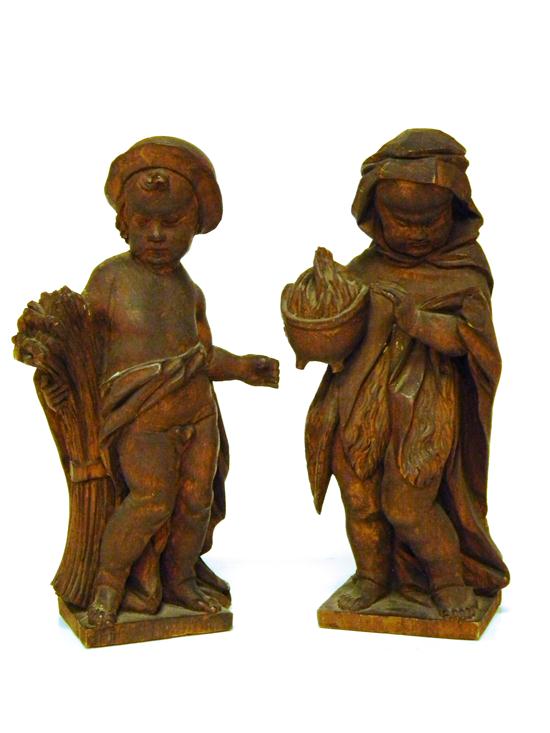 Two carved wood allegorical figures 120fef