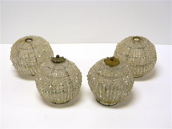 Four lamp shades  20th C.  strung glass