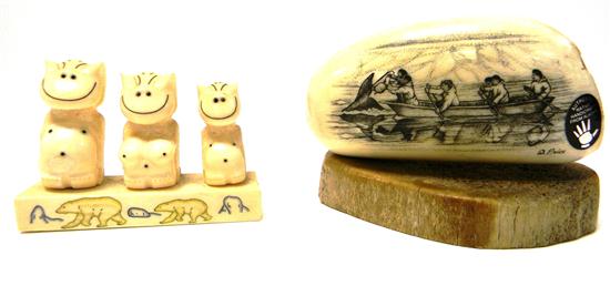Two Inuit Eskimo pieces scrimshaw 121006