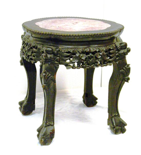 Chinese stand  c. 1900  rose marble