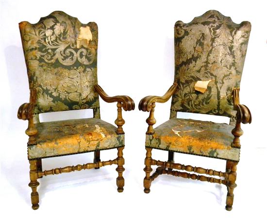 Pair of Baroque form open armchairs 121080